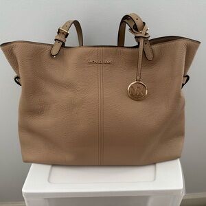 Michael Kors Lenox Large Leather Tote Bag Beige